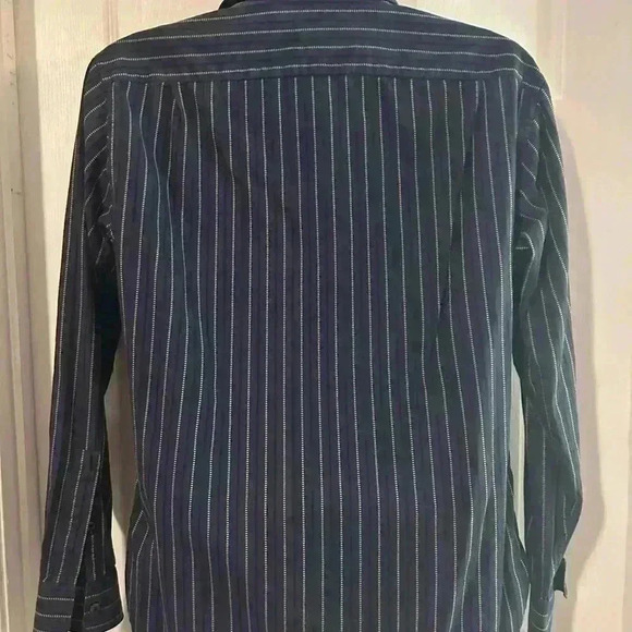 Michael a Kors Dark Blue Striped Button Shirt. Size Medium. Gently used. - Picture 3 of 6
